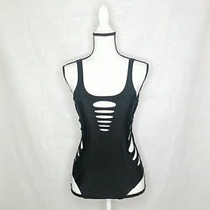 NWOT New Look Black Backless Laser Cut Bathingsuit